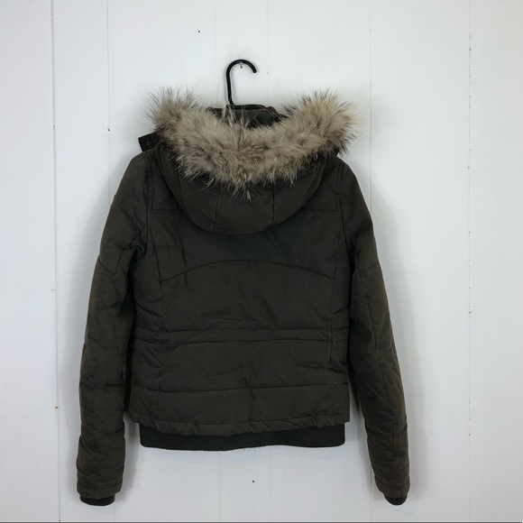 Sud Express Down Bomber Jacket Fur Hood Sz S - Picture 7 of 16